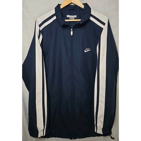 Nike Other - Nike Y2K Jogging Jacket, Logo, Sz XL, Navy Blue w/ White Stripes